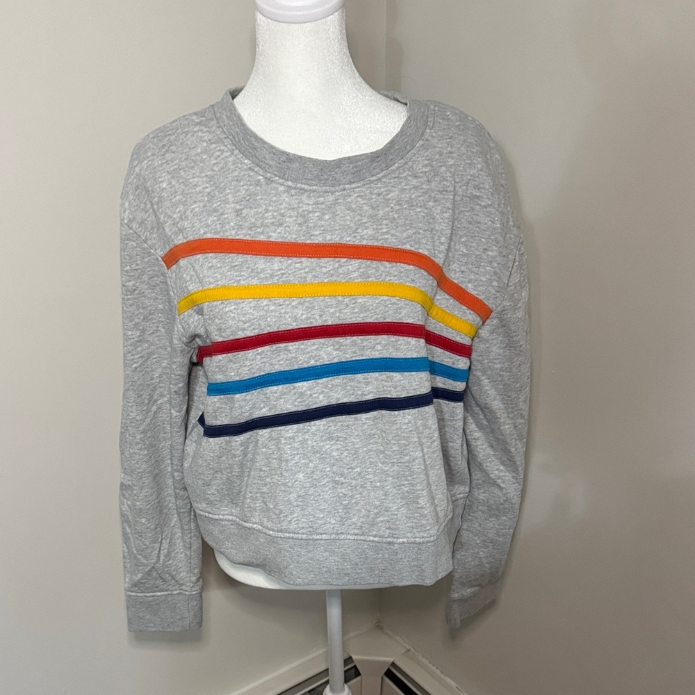 Vanilla Star Gray Sweatshirt with Rainbow Stripes
